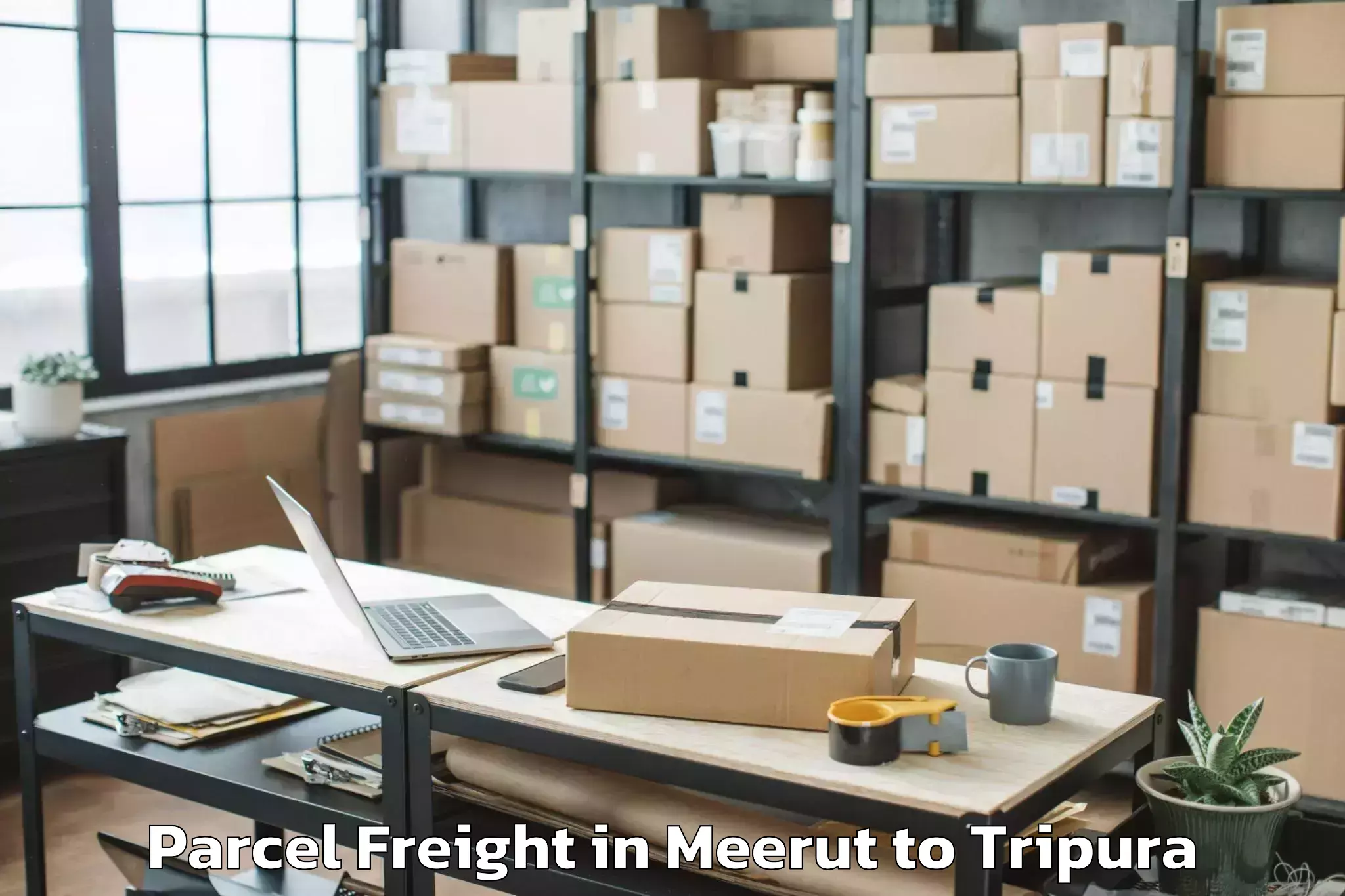 Leading Meerut to Manughat Parcel Freight Provider